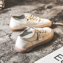 Leather white shoes womens 2020 new spring wild explosion single shoes ins tide plate shoes women Korean version ulzzang summer