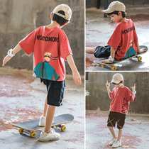 Boy suit summer childrens fashion personality childrens fashion cool 2021 new 10-15 years old basketball net red