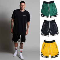 Summer basketball pants men's quick dry breathable high street knee loose large size sports shorts American training pants fitness tide