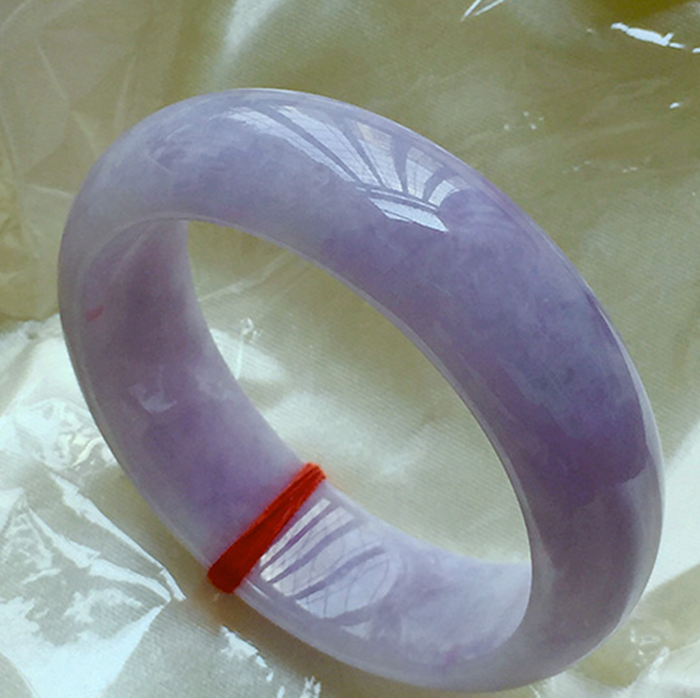 天然翡翠玉镯子缅甸老坑冰糯种圆条女款翡翠紫罗兰玉手镯带证书_不