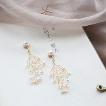 No ear hole must enter the natural pearl ear clip female cold wind advanced ear clip no ear hole female tassel earrings