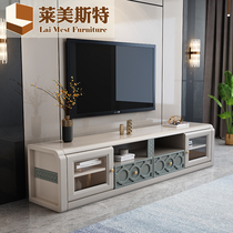 Grey white solid wood TV cabinet 18 meters 20 meters floor cabinet simple modern cabinet living room combination carved furniture