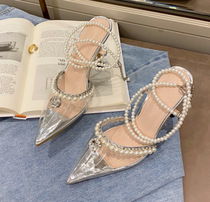 2022 new pointed fine heel pearl water drill Baotou sandal