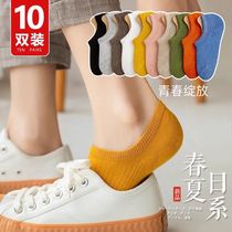 Socks womens socks cotton pure boat Socks womens shallow invisible new spring and summer do not fall with ins tide Joker thin non-slip