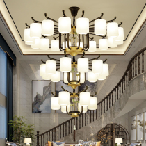 New Chinese style large chandelier Duplex floor Dining room Aisle Bedroom Lobby Tea room study Classical lotus leaf villa living room lamp