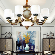 New Chinese chandelier Living room Chinese style duplex building Villa hall Household dining room lamp High-end natural marble chandelier