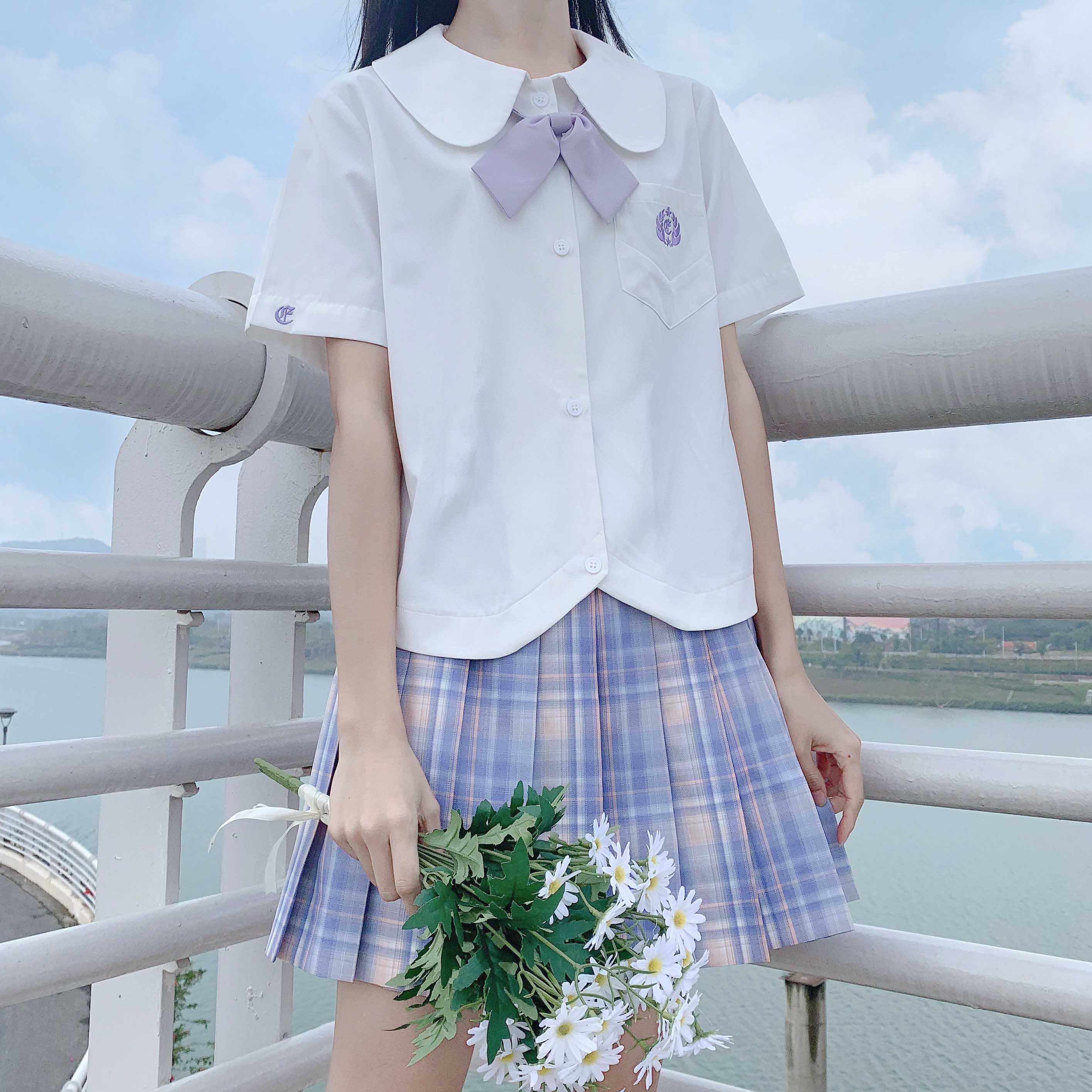 酸奶球jk  紫罗兰圆领衬衫短袖jk短袖衬衫圆领白衬衫  收藏页面