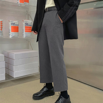 Spring and summer new casual pants mens trend wild Korean version loose nine-point pants thin handsome straight gray trousers men