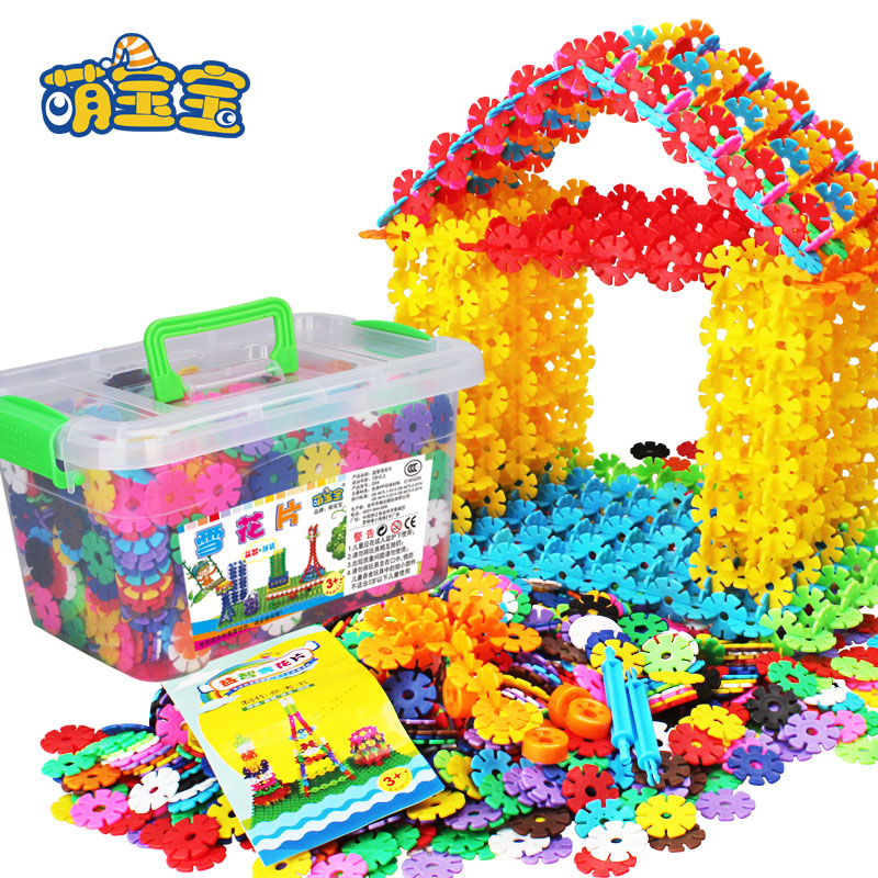 雪花片玩具大号桶装500片塑料儿童益智拼插积木3-6周岁产品展示图2