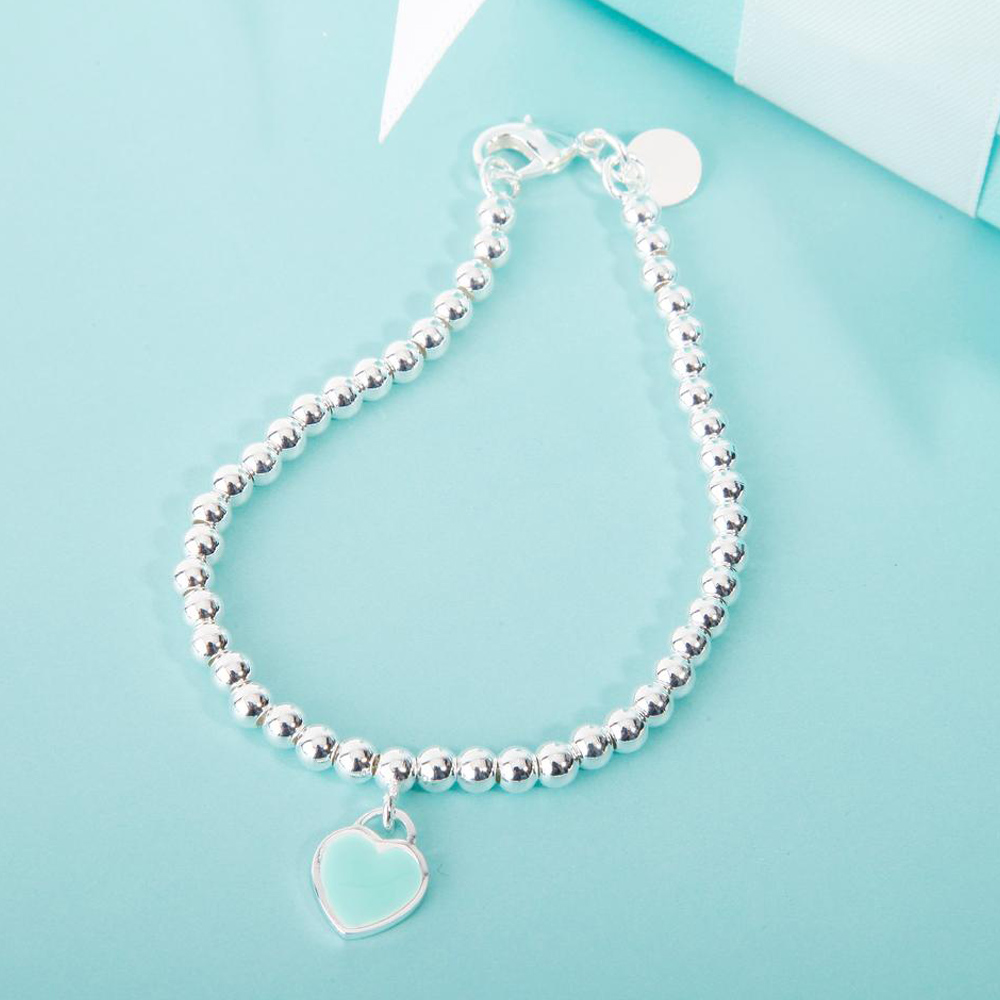tiffany/蒂芙尼 蓝心珐琅珠式手链 s925银 王府井百货