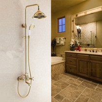 German contemporary bathroom high-end European gold retro shower set shower column can lift shower shower shower faucet
