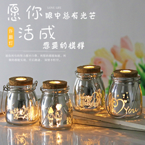LED lamp wishing bottle luminous Lucky Star glass wooden cork bottle creative bottle ornaments bottle round hanging bottle star