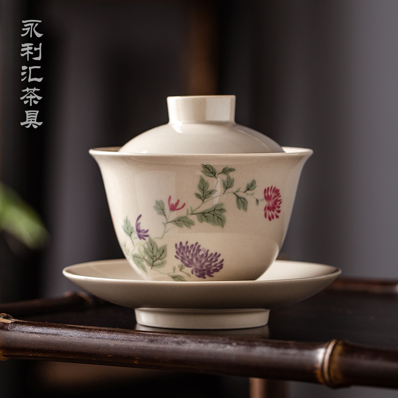 Wynn collect three to a single manual small tea tureen tea kungfu cup three fort jingdezhen ceramic bowl