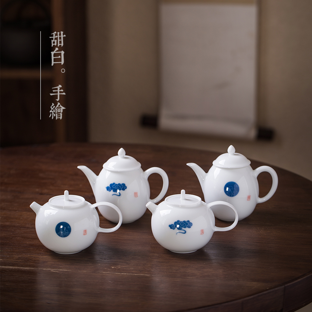 Jingdezhen ceramic single pot small kung fu tea teapot small single one with white porcelain porcelain Japanese contracted