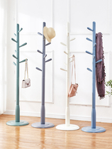 Solid wood coat rack Floor-to-ceiling bedroom clothes rack Simple modern single rod hanger vertical hanger Household bag rack