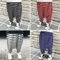 Infant childrens clothing boys and girls Tide pants Haren pants baby stripes big pp pants 3 years old children loose trousers