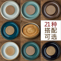 Zhenpintang Ru Kiln Pot holder Coarse pottery dry bubble table Purple sand raising pot holder Ceramic pot pad Japanese Tea Holder Tea set accessories