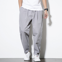 2019 spring new Chinese style cotton and hemp trousers loose harem pants large size fashion linen simple style casual pants