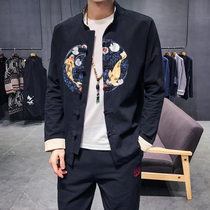 Tang suit mens youth Chinese style mens national clothing print clothes Hanfu mens ancient style Chinese costume suit