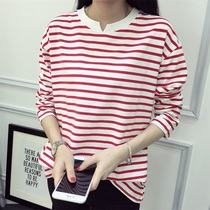 Maternity dress spring autumn fashion short top Korean loose long sleeve winter pregnant woman T-shirt cotton size base shirt