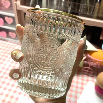 ins makeup brush storage tube Glass Phnom Penh beauty brush Transparent juice milk beer cup desktop Nordic relief