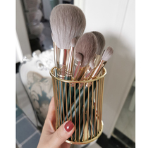 ins wind Nordic makeup brush bucket Wrought iron storage artifact Makeup beauty tools storage tube Golden pen bucket