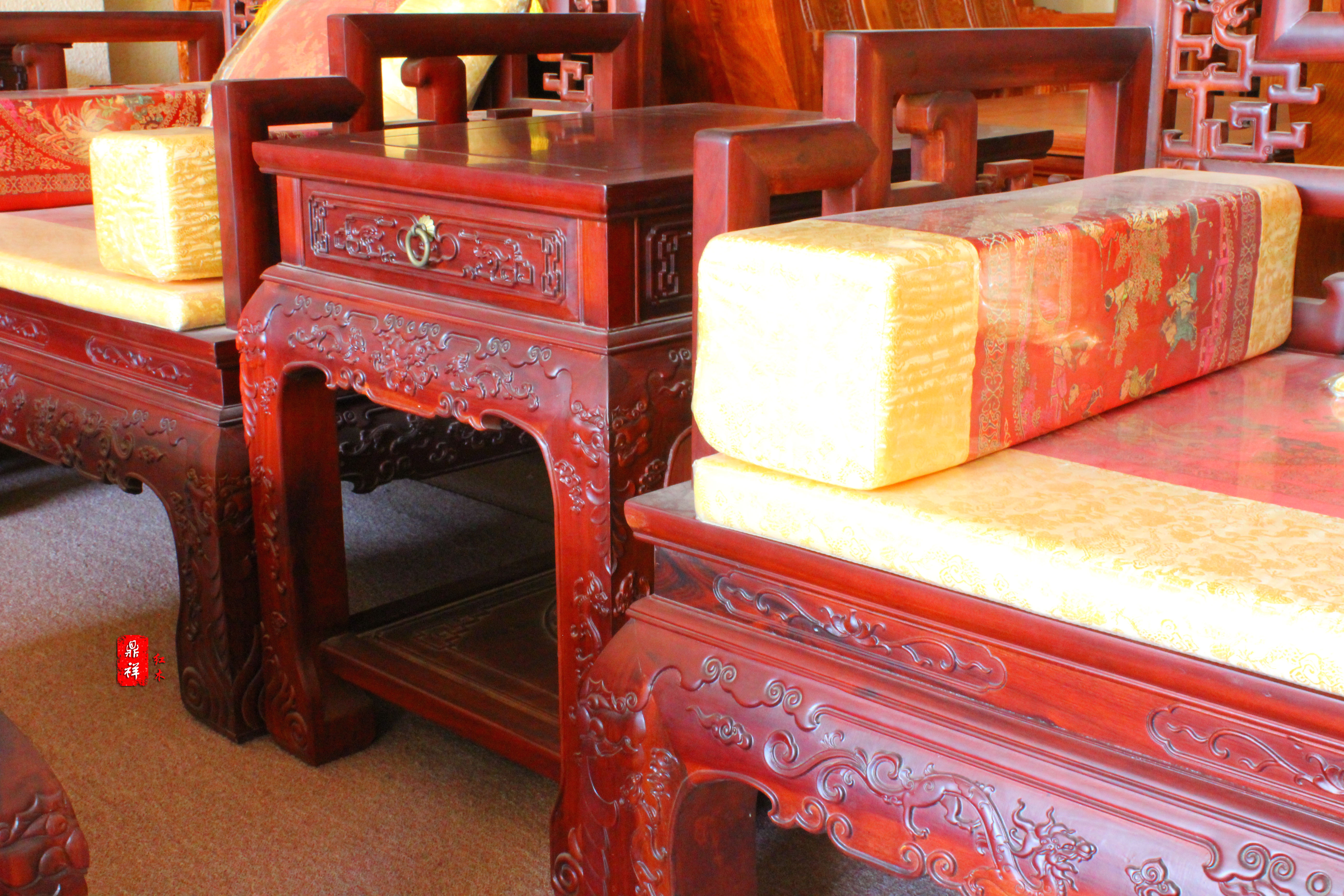 东阳鼎祥红木缅甸花梨木 非花 大红酸枝非酸明清**手工沙发.