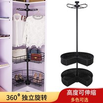 Wardrobe corner rotating hanger basket cloakroom corner multi-functional storage pants rack shoe rack basket home