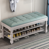 American shoe stool leather soft bag cushion wearing shoes stool home door can sit adult storage multifunctional shoe cabinet