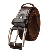 Belt mens leather pin buckle youth jeans belt vintage first layer cowhide middle-aged mens casual belt Pure cowhide