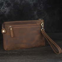 Head Layer Bull Leather Retro Hand Grab Bag Crosswalk Crazy Mapleather Casual Mens Handbag Square Bag Long purse handbag handbag