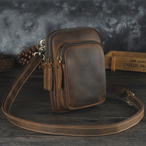 Mad Mapi Retro Inclined Satchel Bag Chest Bag Male Wearing Leather Strap Pocket Head Layer Cow Leather Single Shoulder Bag Casual Little Backpack