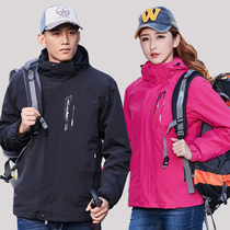 Autumn and winter outdoor stormtrooper clothes women and men three-in-one two-piece large size tide brand mountaineering clothes plus velvet thickened warm clothing