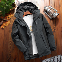 Outdoor stormtrooper mens and womens three-in-one two-piece detachable thickened velvet autumn and winter mountaineering clothes large size jacket tide