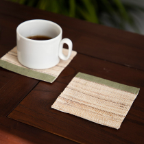 Miyake striped fabric placemat Japanese cotton and linen placemat Handmade ramie coaster Creative insulation coaster