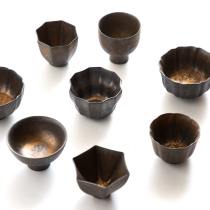 Miyake Family gilt small lamp cup Black gold kiln black flow gold Zen Simple Song Style Ceramic Kung Fu tea set Tea Ceremony cup