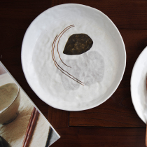 ins style original handmade Nordic coarse pottery tableware Simple household fruit plate Dining utensils art retro pottery tableware plate