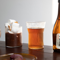 Japanese handmade glass heat-resistant striped water cup coffee cup tea cup beer cup juice cup female small