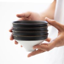Original design Handmade black ceramic large tea bowl Matcha bowl Dessert bowl Zen vegetarian bowl Songzhan hat bowl