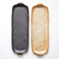 Miyake Family original Japanese coarse pottery Large long plate Japanese long sushi plate Japanese plate Refreshment plate Coarse pottery plate