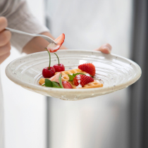 Sanzhai home Japanese-style water-Pattern coarse pottery round plate Chinese food deep plate Chinese dish Jingdezhen high temperature ceramic disc