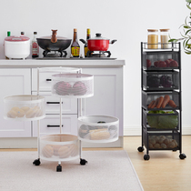 Kitchen vegetable shelf floor-to-floor household multi-function rotating non-installation vegetable basket multi-layer fruit and vegetable storage rack