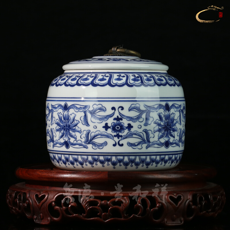 Jing DE auspicious esteeming harmony, pure manual caddy fixings jingdezhen porcelain store receives household business gifts ceramic tea pot