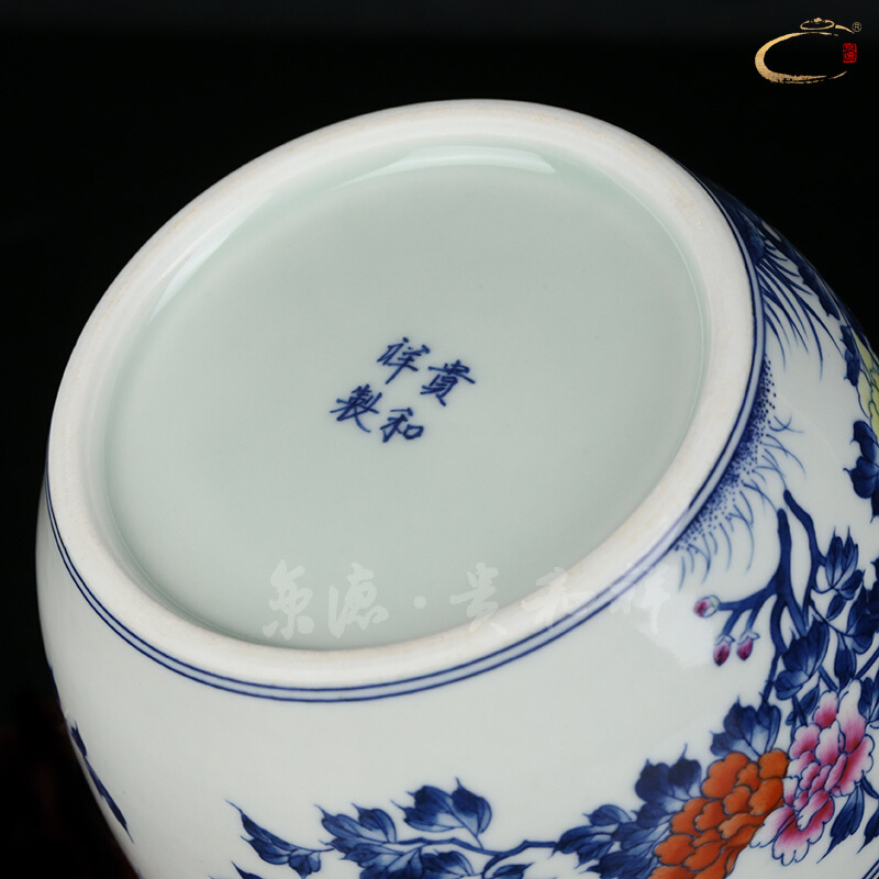 Beijing DE tea ware and auspicious jingdezhen ceramics by hand to wake POTS are scattered receives receives a pipe color peony tank