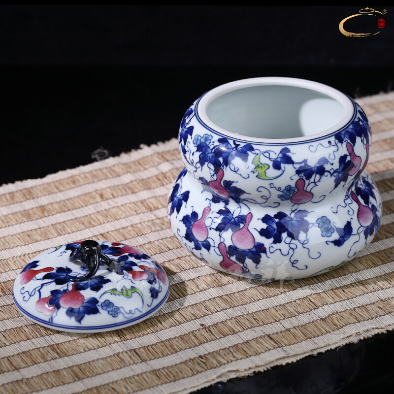 Beijing DE and auspicious jingdezhen caddy fixings checking ceramic POTS awake receives stock POTS stack color small gourd as cans