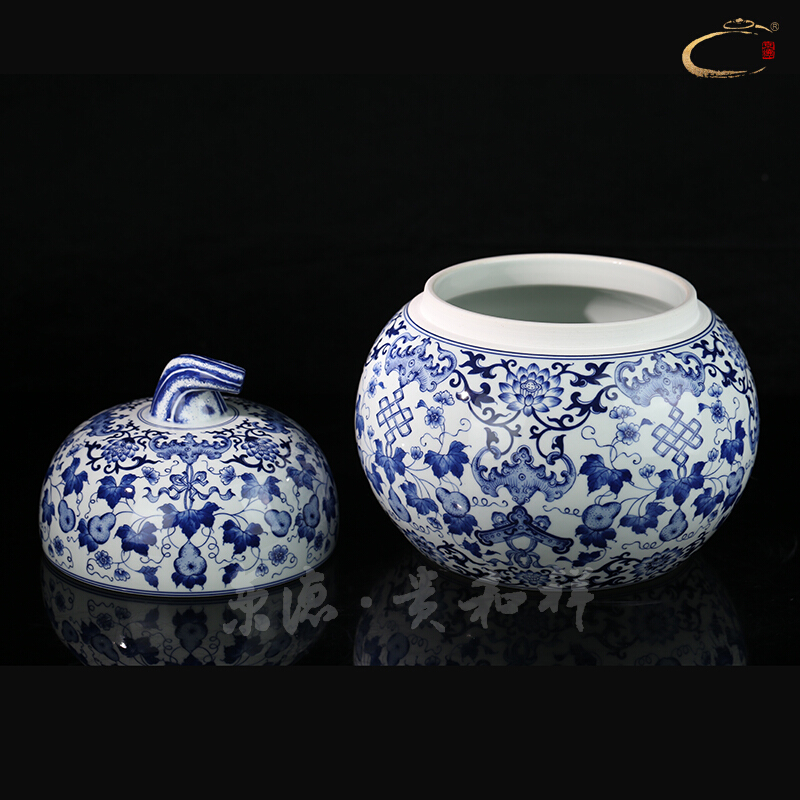 And auspicious large master of jingdezhen blue And white gourd can hand - made ceramic POTS awake custom gift box the tea pot