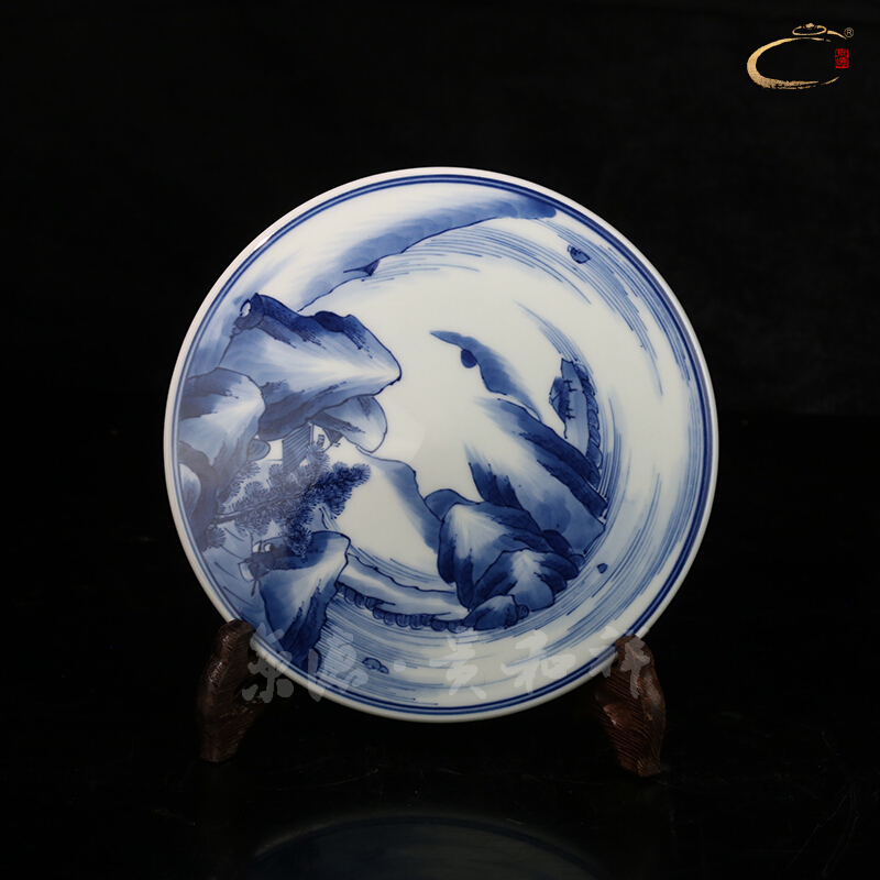 The Master and auspicious kang xi landscape caddy fixings jingdezhen blue and white porcelain is hand - made ceramic POTS sealed as cans of storage tank