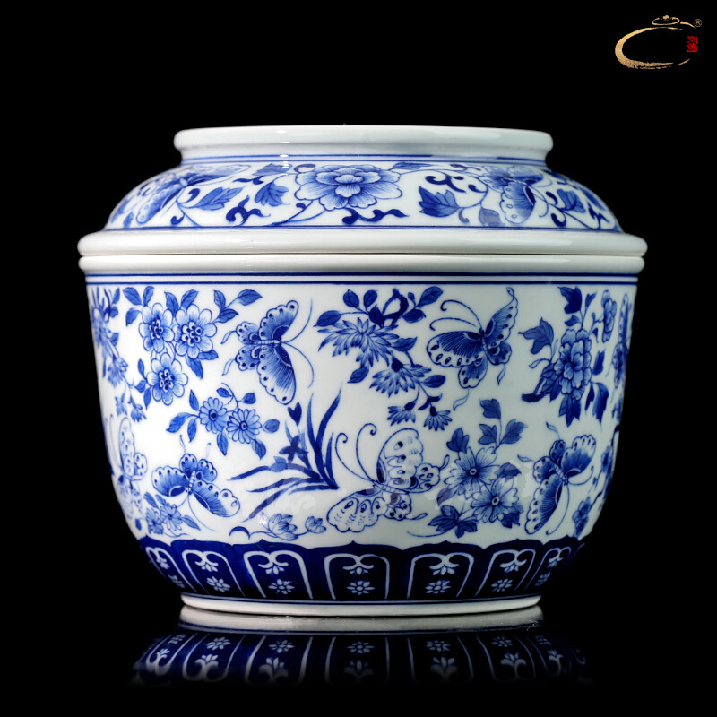 Blue and white recent jing DE and auspicious ceramic tea pot pot jingdezhen checking ceramic POTS