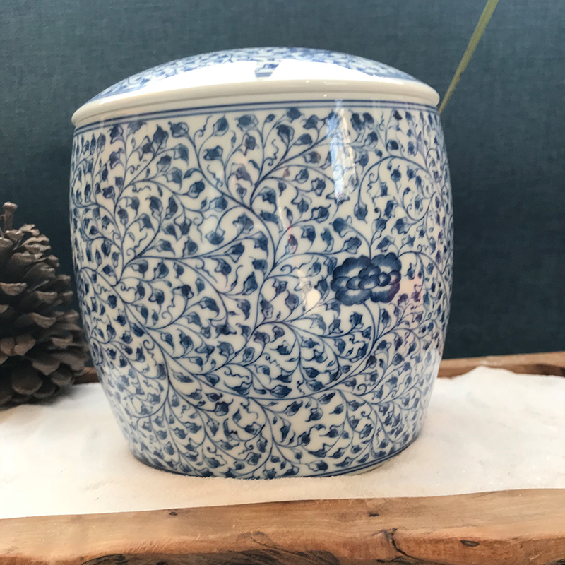 And auspicious number in four flower tea pot of jingdezhen blue And white tie up branches manual hand - made tea packaging gift box POTS