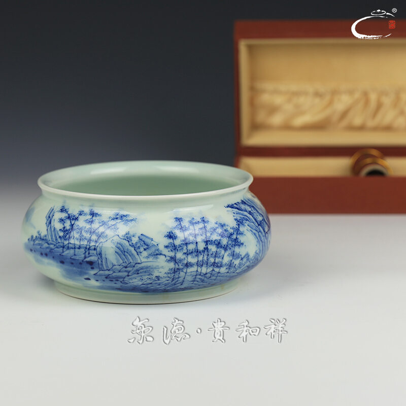 Jing DE and auspicious jingdezhen blue and white bamboo landscape for wash checking ceramic tea set with parts cup of tea